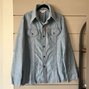 RARE 1970s VINTAGE LEVIS‎ PANATELA ORANGE TAB HEAVY
DENIM SHIRT Size M